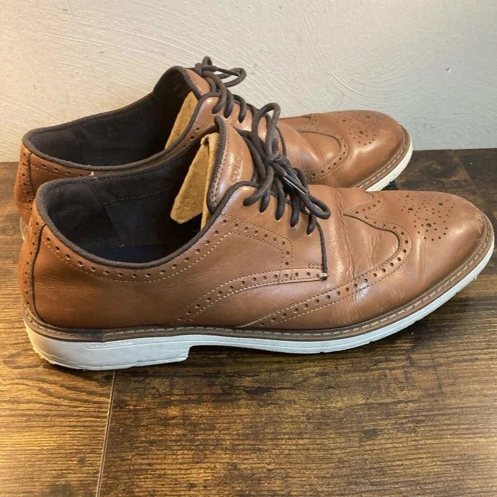Cole Haan Grand Wingtip Oxford Brown Leather Dress Shoes Men's 12M C34120 Brogue